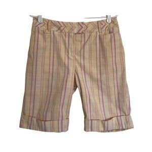 Cutter  Buck Women’s Golf Shorts Size 8 Yellow Pink Plaid Pockets